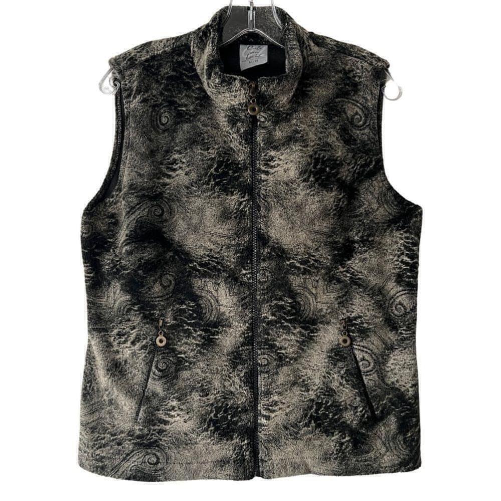 Vintage 90s Faux Fur Fleece Full Zip Mock Neck Vest
